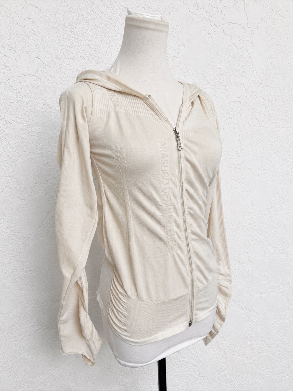 Parasuco Cream Zip Front Fitted Hoodie Sweater Women’s Size L